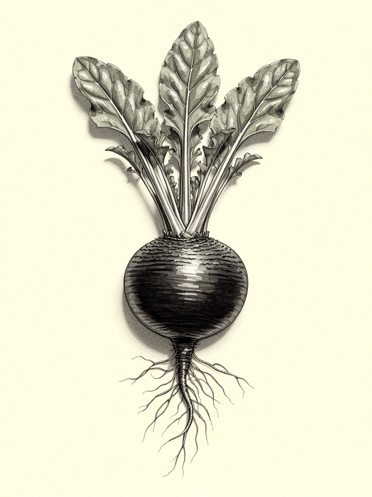 Dessin botanique du Radis Noir